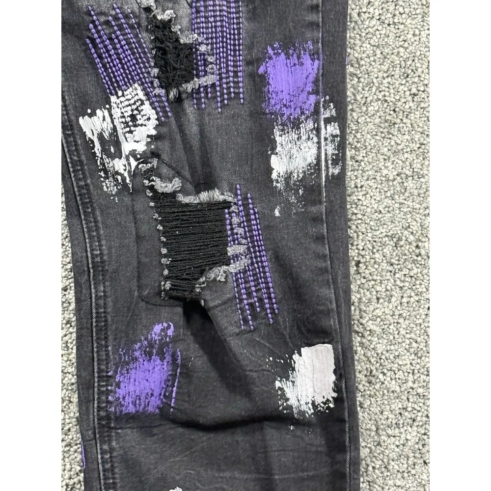 Switch Remarkable Men's Black Distressed Jeans Paint Splatter 40x32
